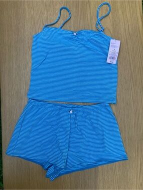 wild fable Blue & White Striped Cami and Short Sleep Set
